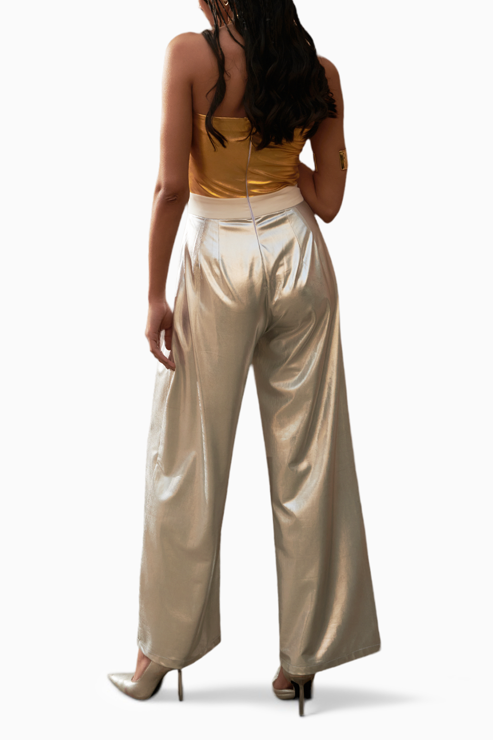 Gold Silver Leatherite Jumpsuit