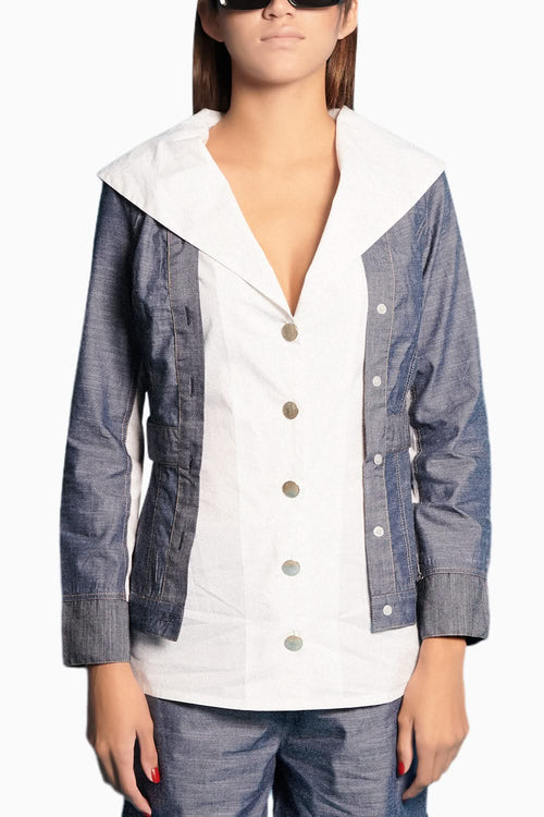 White Poplin Chambray Shirt