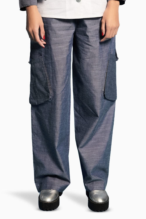 Blue Chambray Cargo Pants