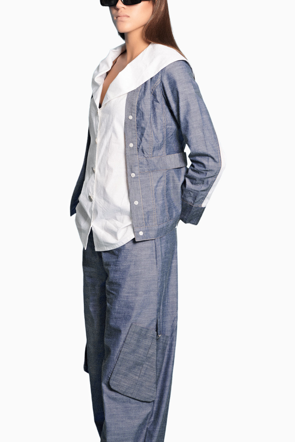 Blue Chambray Cargo Pants