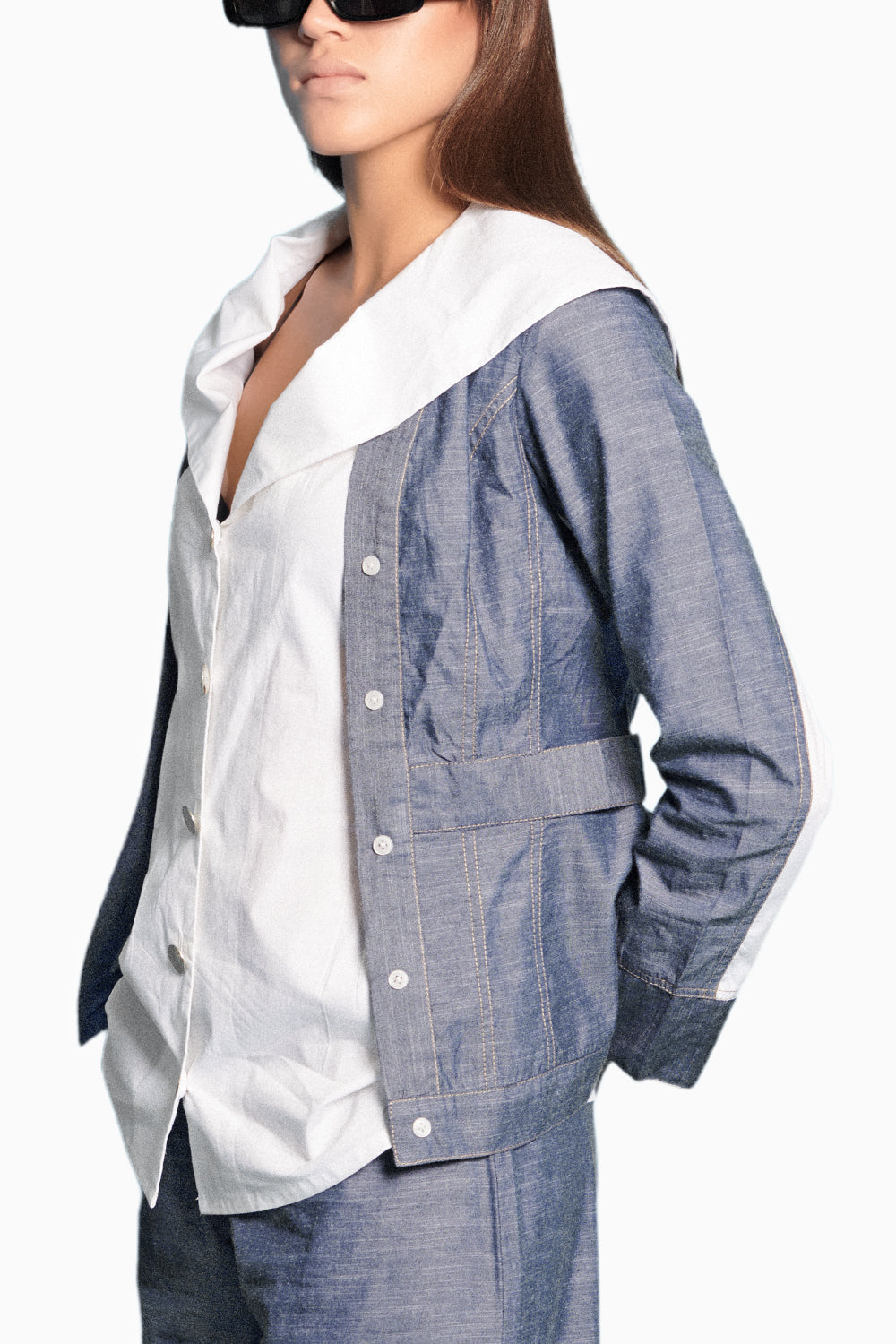 White Poplin Chambray Shirt