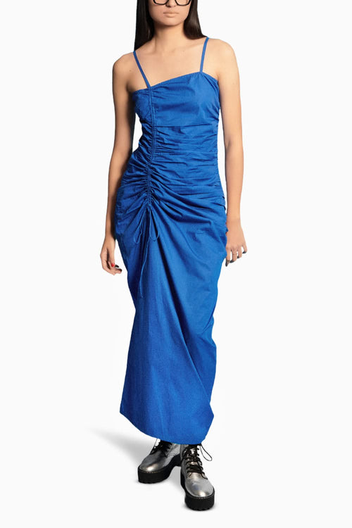Ruched Asymmetric Long Dress