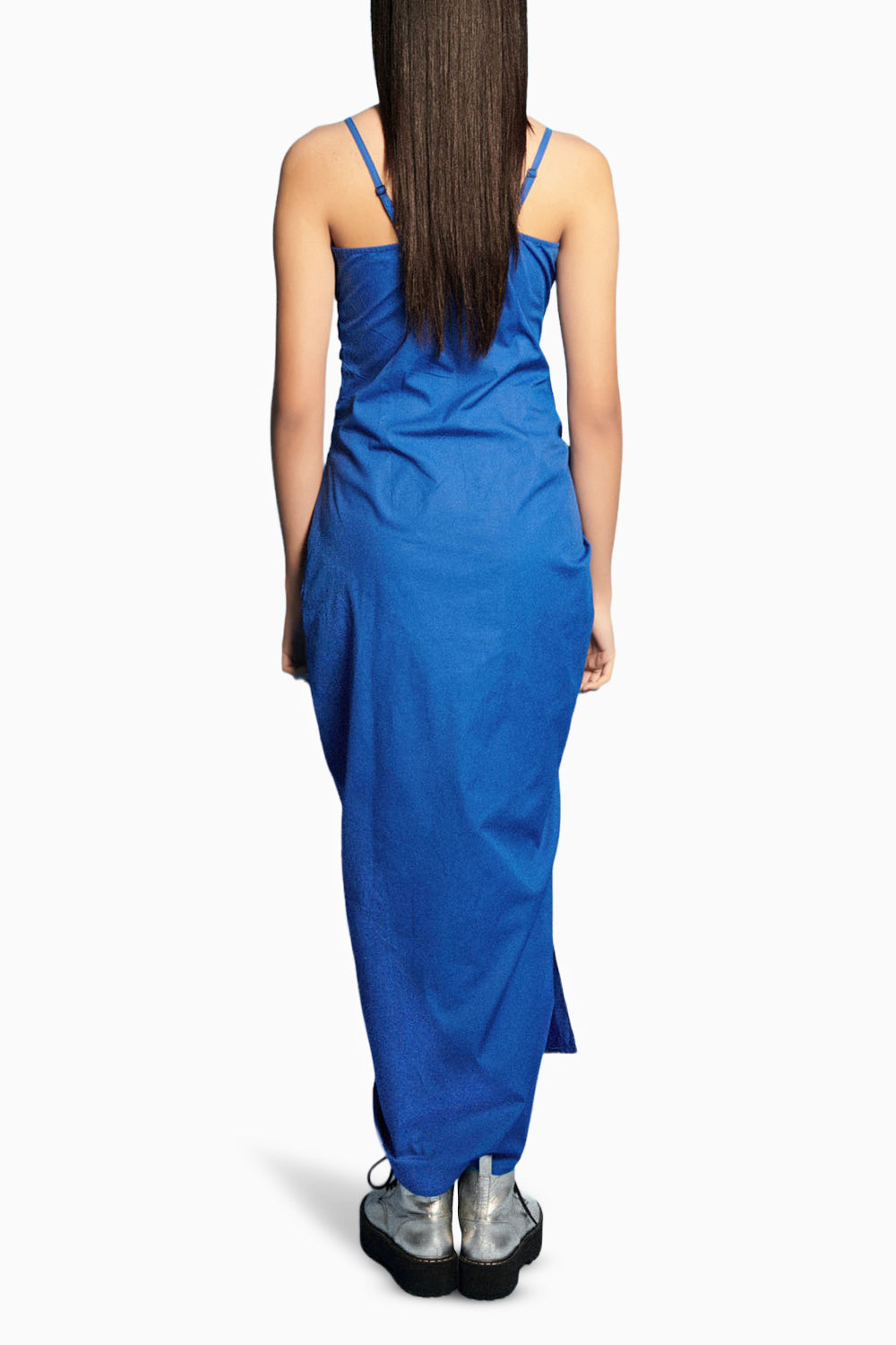 Ruched Asymmetric Long Dress