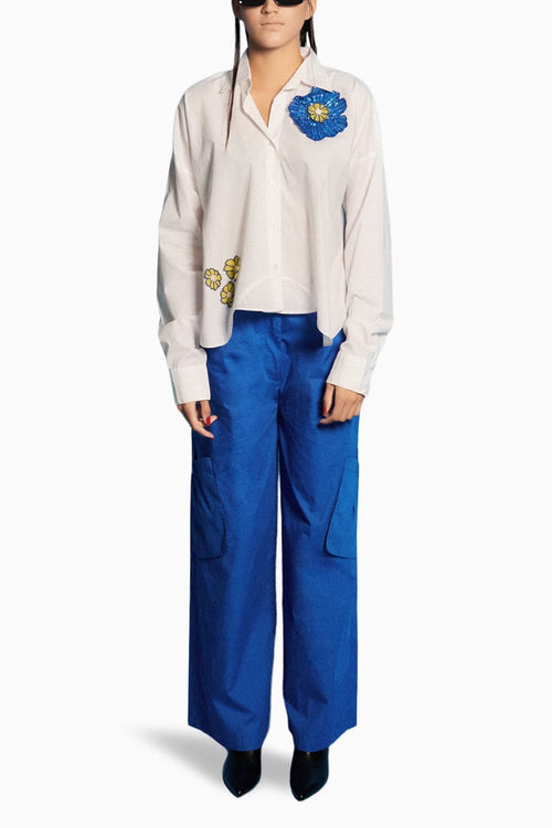 Blue Embellished Shirt With Pants