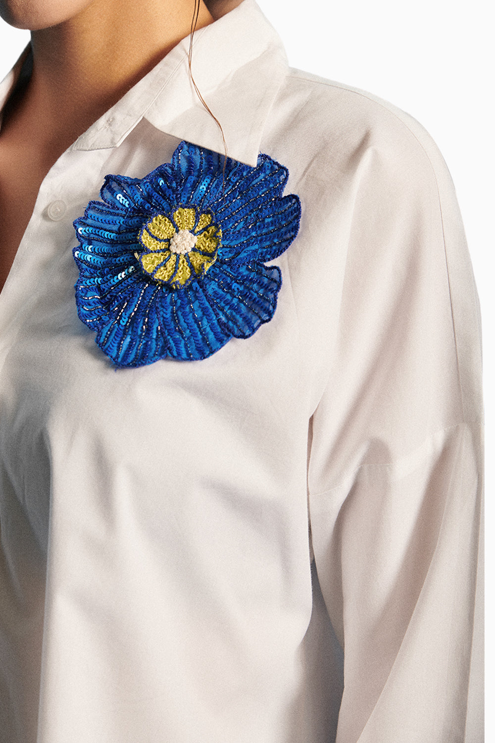 White Embroidered Poplin Shirt