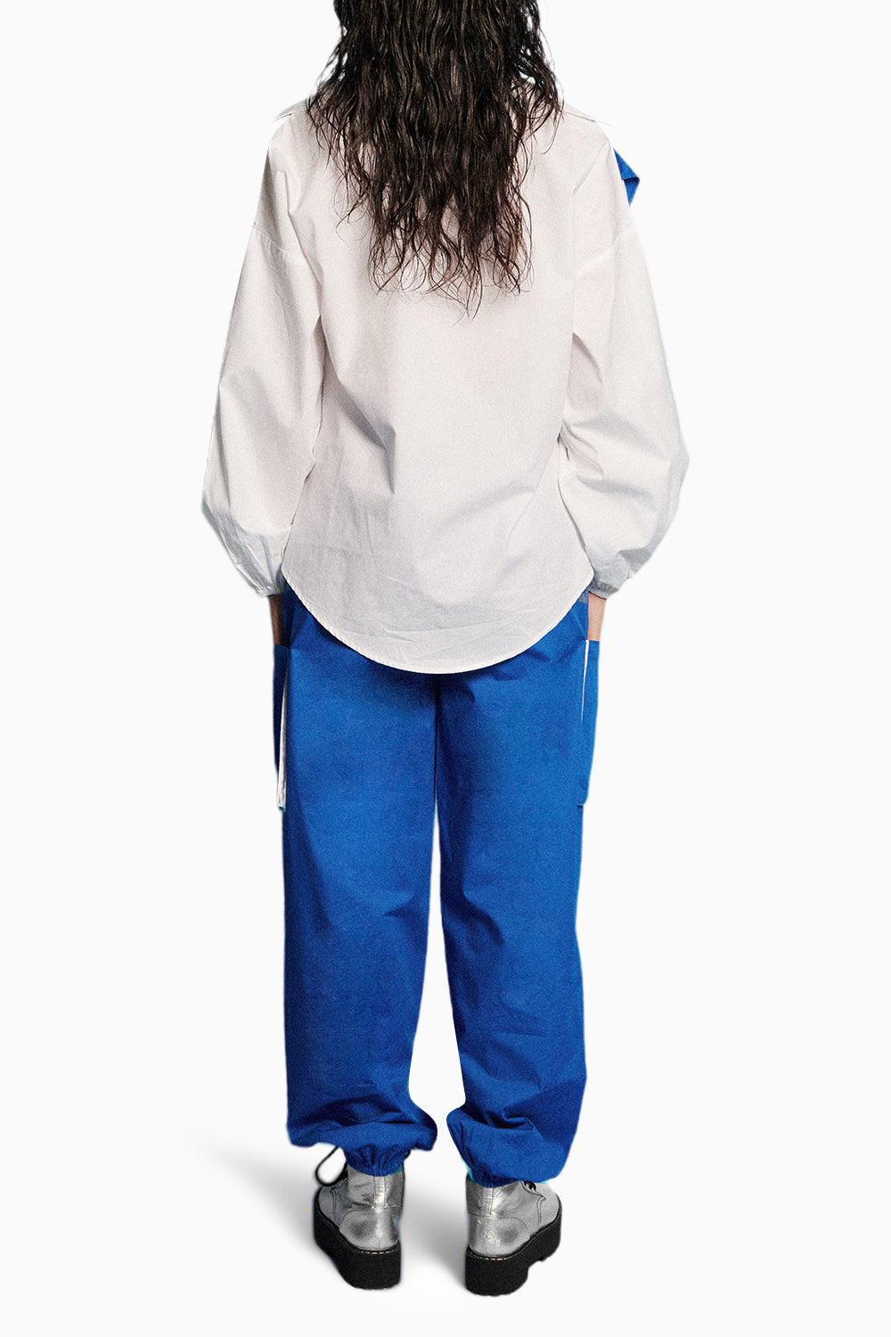 Blue And White Panel Cargo Pants