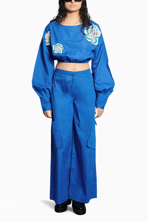 Blue Crop Top With Pants