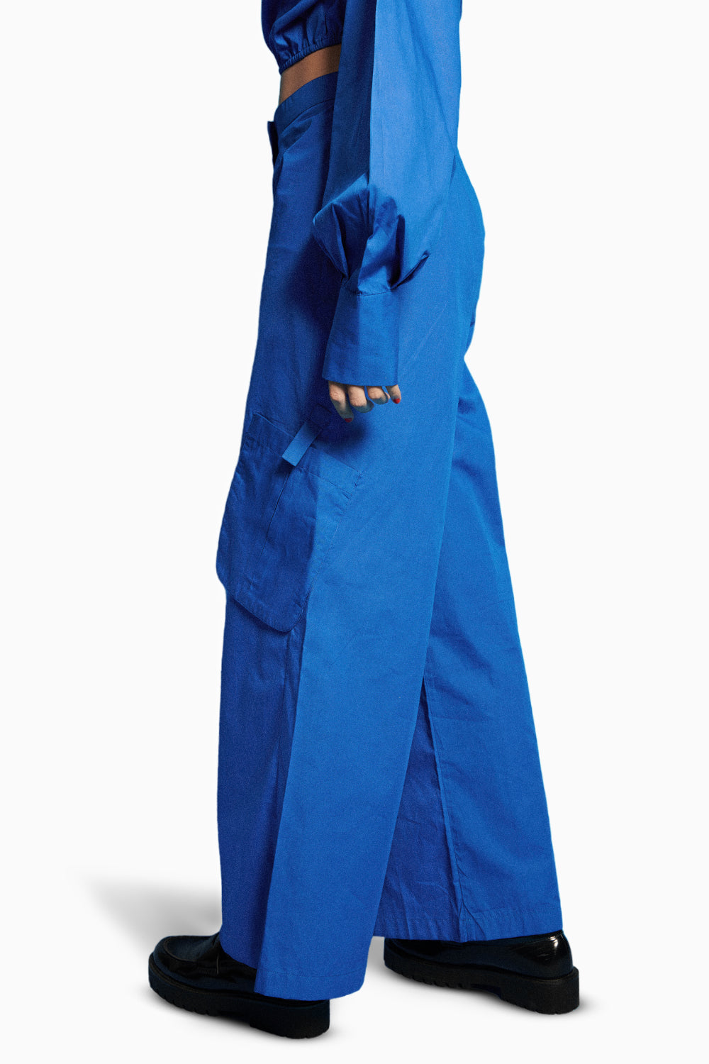 Cobalt Blue Poplin Cargo Pants