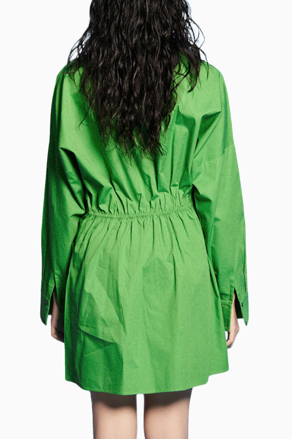 Green Ruched Asymmetric Dress