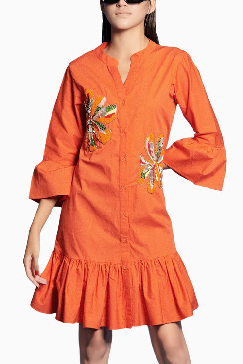 Orange Embroidered Dress