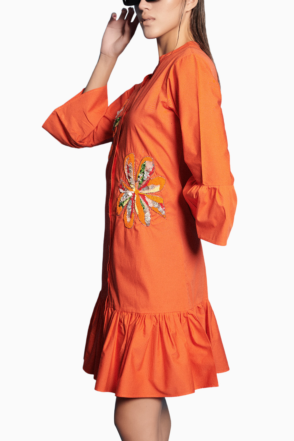 Orange Embroidered Dress