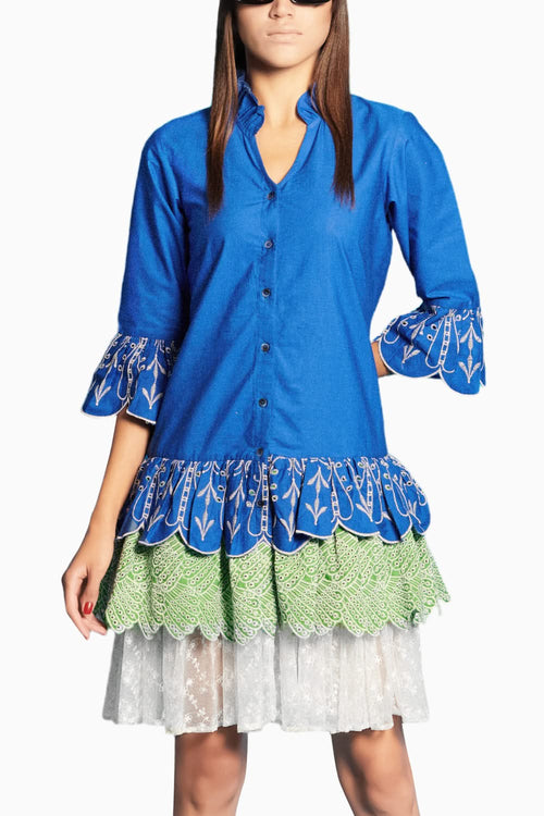 Tricolour Knee Length Dress
