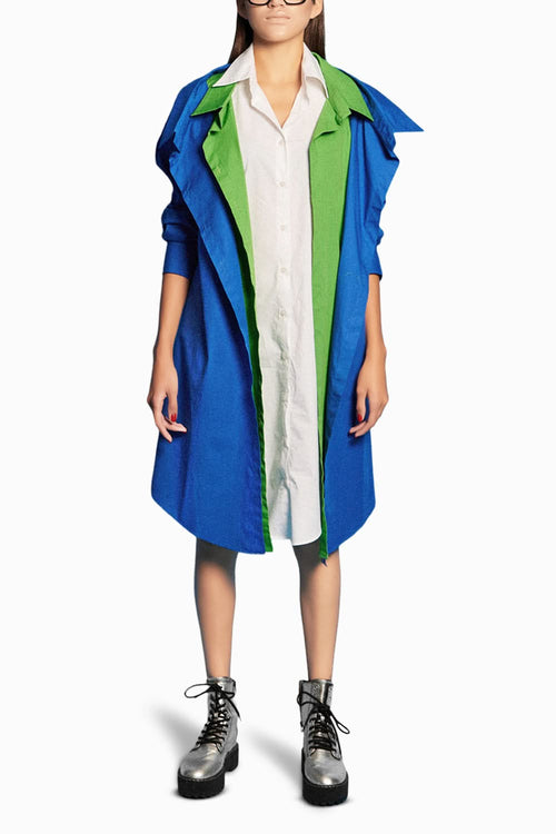 Tricolour Layered Shirt Dress