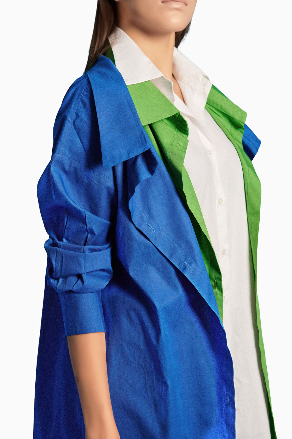 Tricolour Layered Shirt Dress