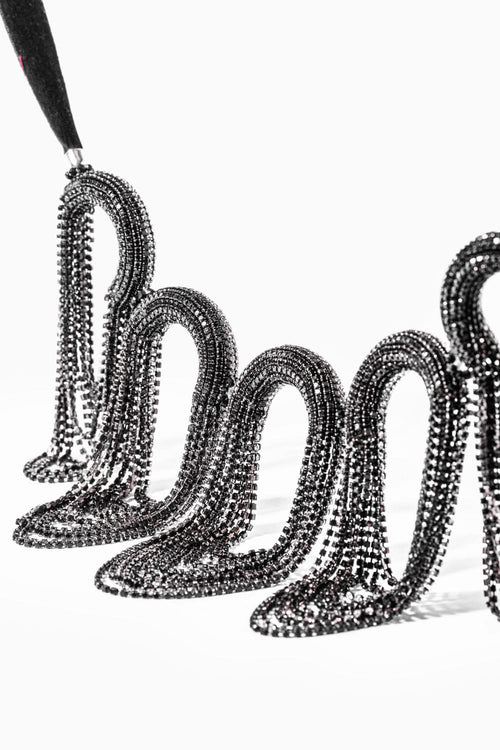 Infinity Fall Necklace in Charcoal Black