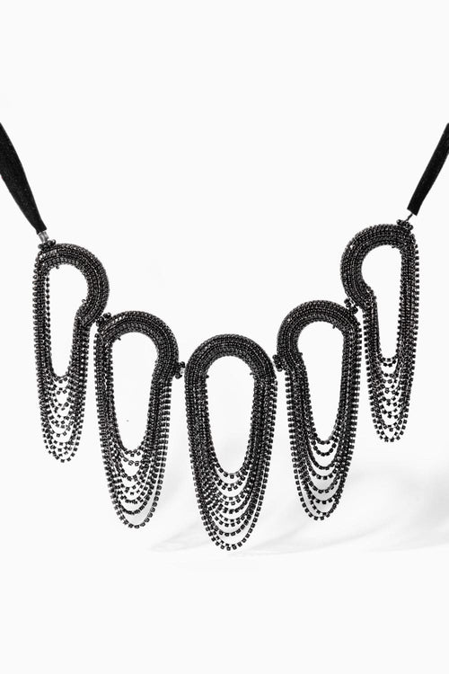 Infinity Fall Necklace in Charcoal Black