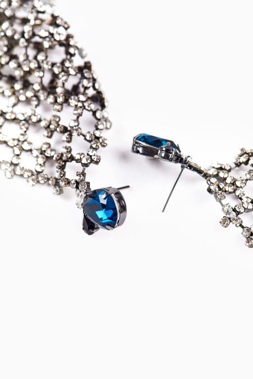 Luna Plaided Chandelier Earrings in Sparkling White