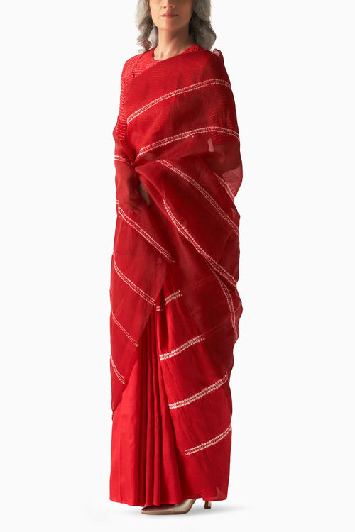 Red Surface Metal Saree