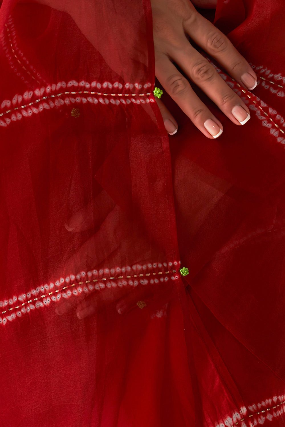 Red Surface Metal Saree