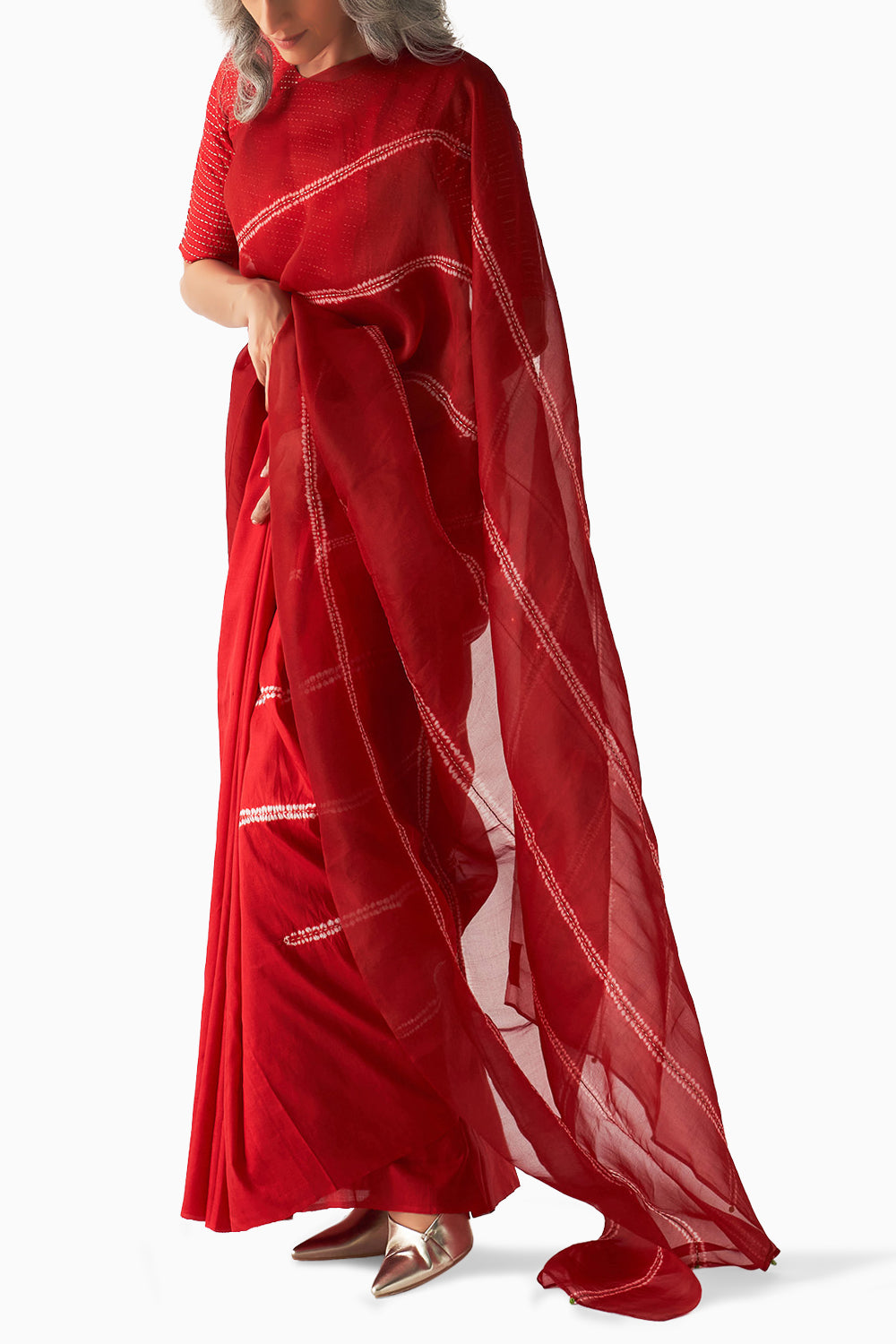 Red Surface Metal Saree