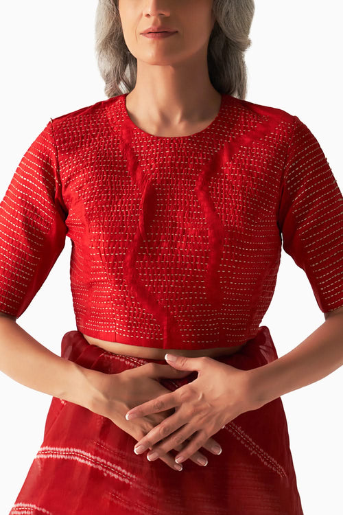 Red Surface Metal Blouse