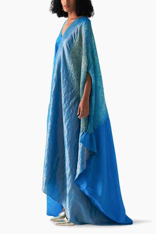 Methyl Blue Metallic Sleeve Dress