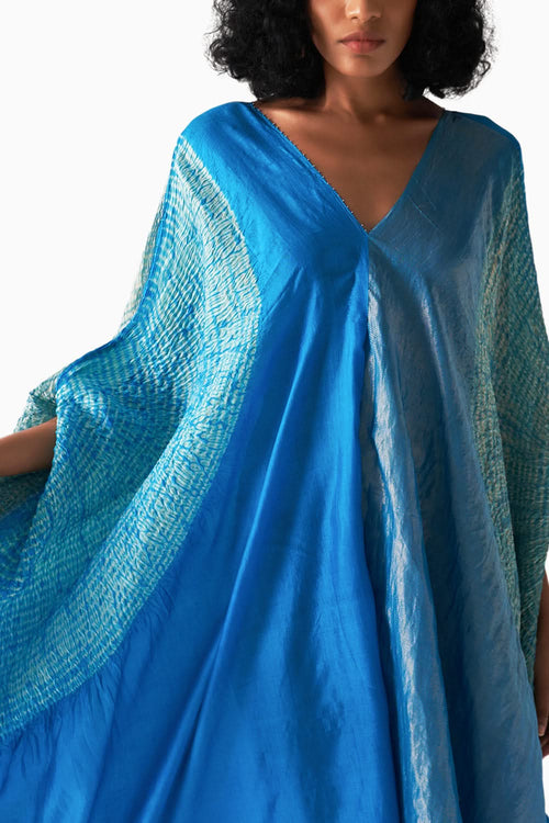 Methyl Blue Metallic Sleeve Dress