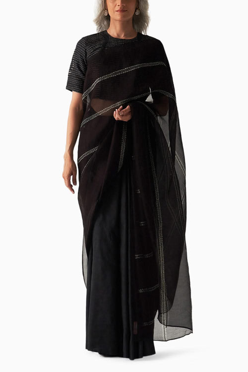 Black Surface Metal Saree