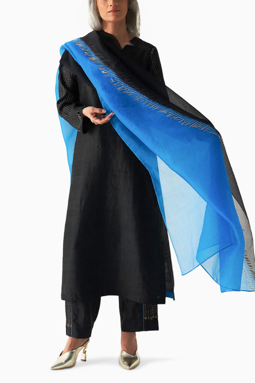Methyl Blue Black Metal Fringe Set