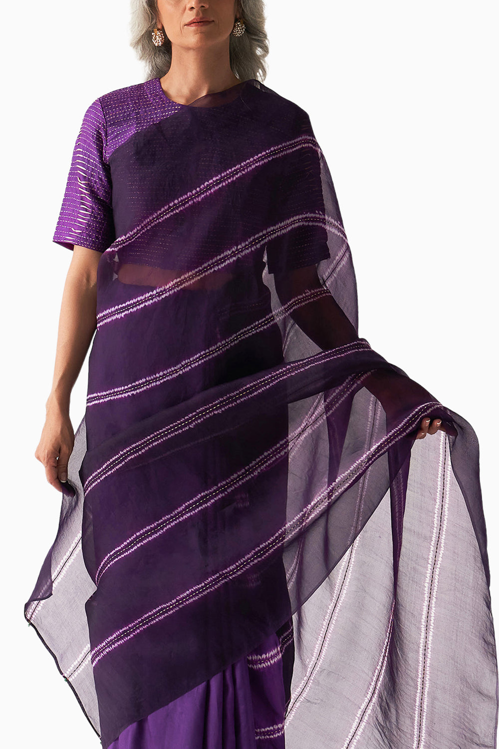 Purple Surface Metal Saree