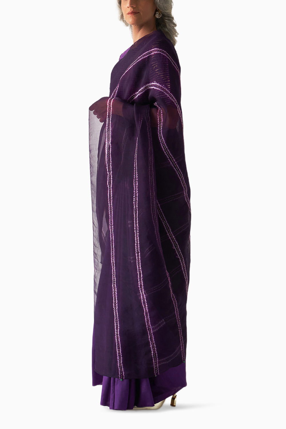 Purple Surface Metal Saree