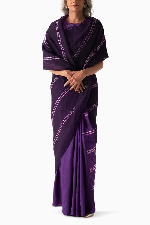 Purple Surface Metal Saree