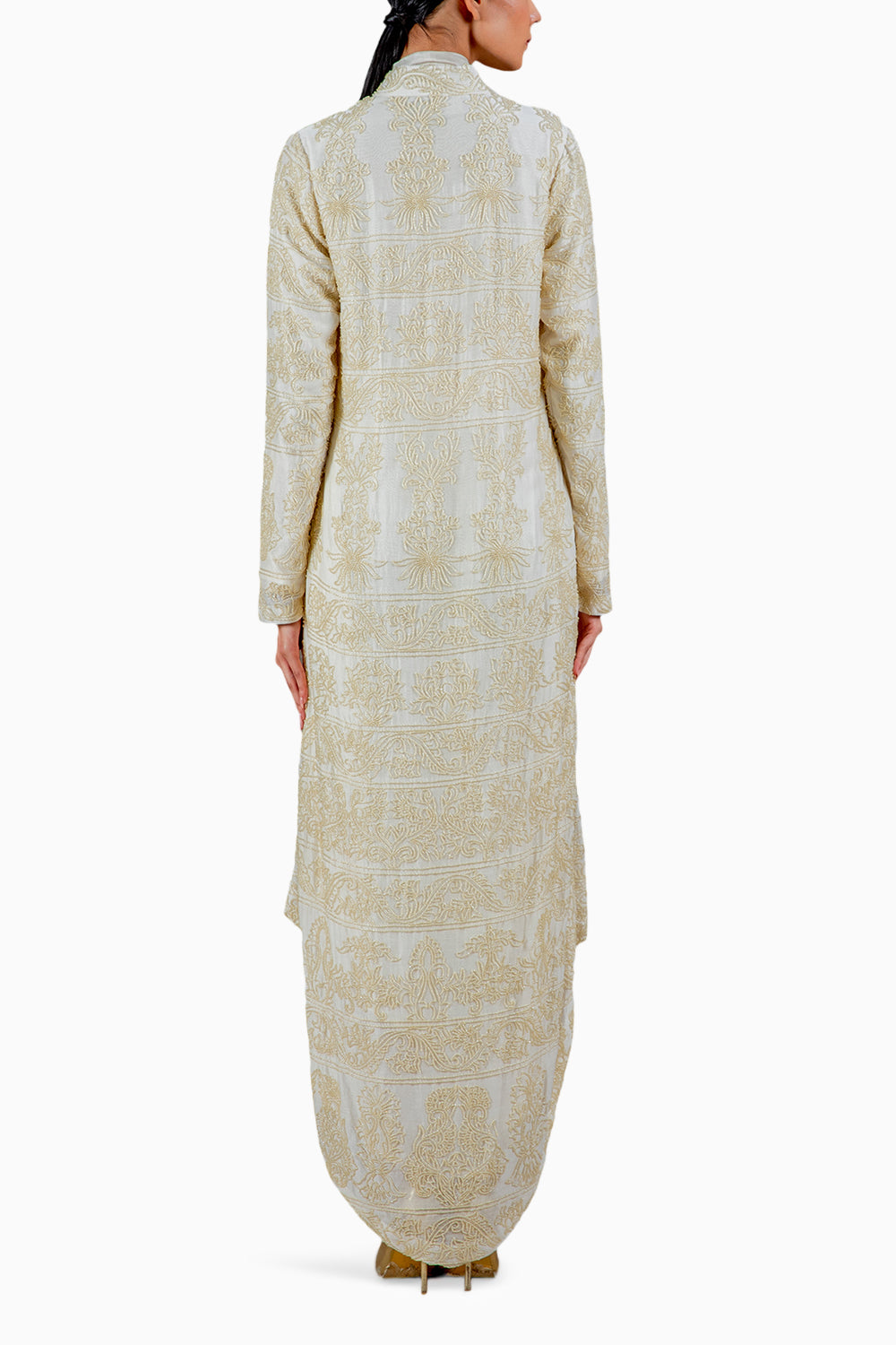 Ivory Mushroom Silk Classic Dhoti Flap Pants