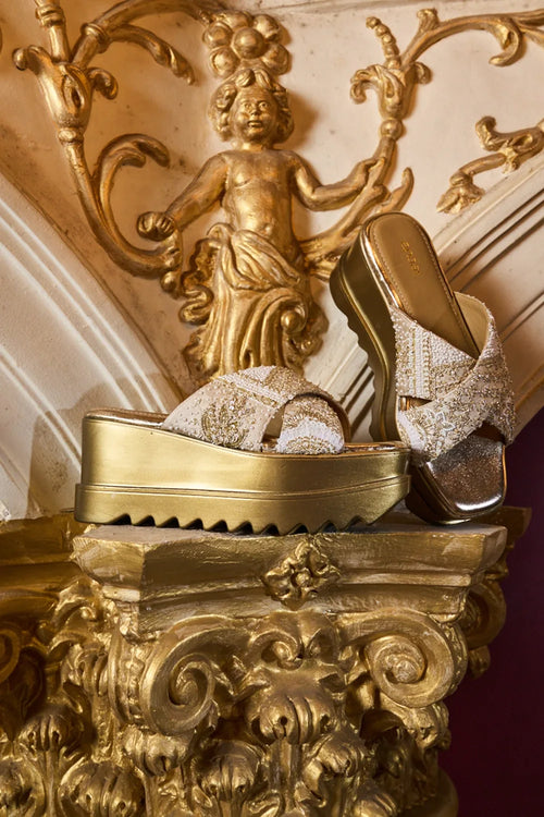 Gilded Age Wedge Sandals