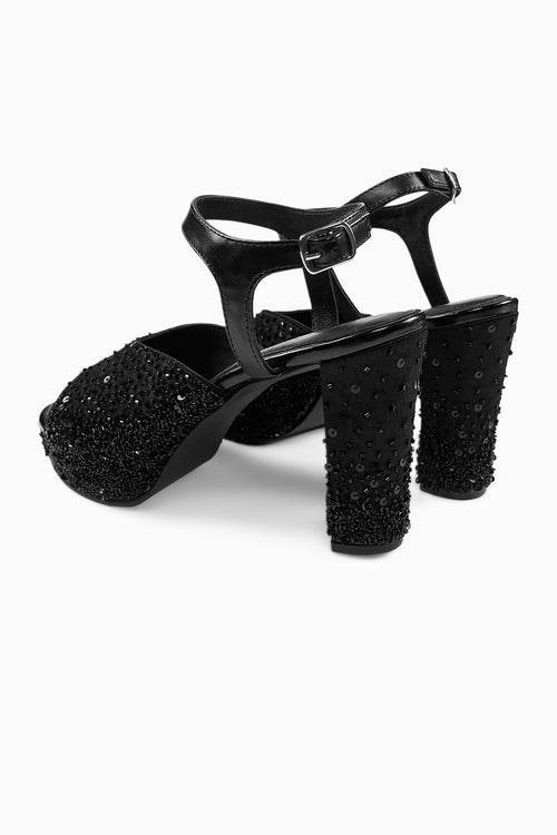 Black Tie Platform Sandals