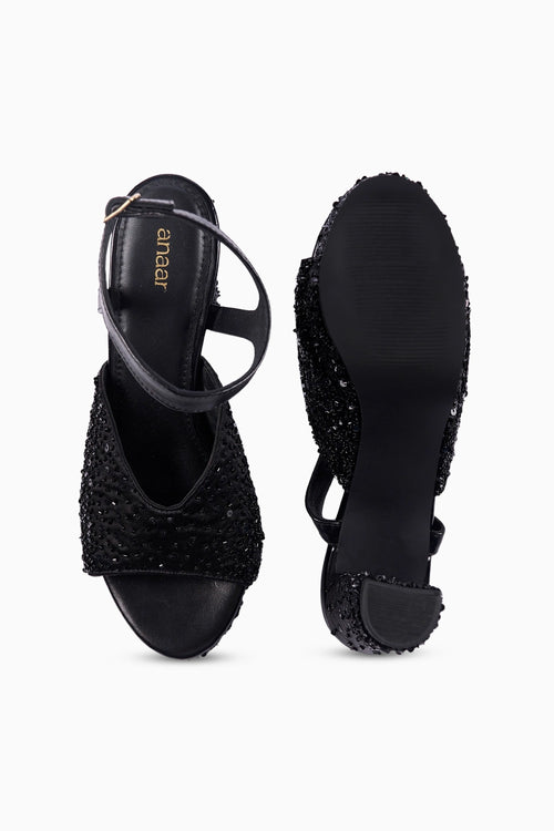 Black Tie Platform Sandals