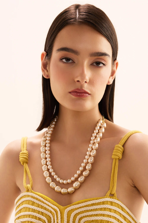 Oval Pearls Peach Necklace