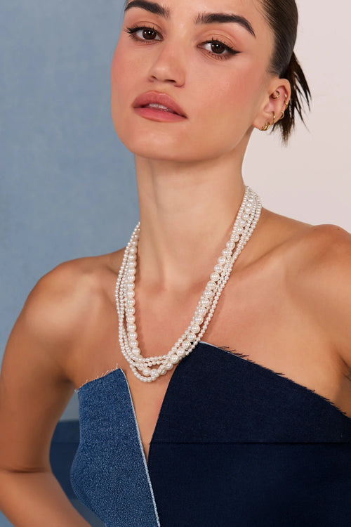 Twisted Overlap Pearls Necklace