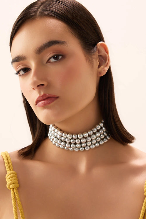 10mm Silver Pearl Choker