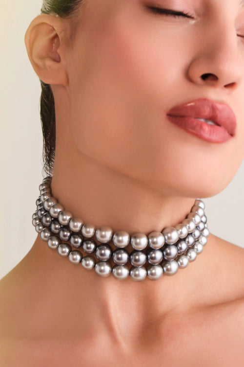 Graded Dark and Light Silver Pearl Choker