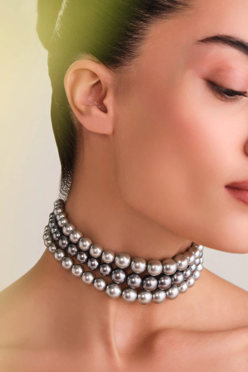 Graded Dark and Light Silver Pearl Choker
