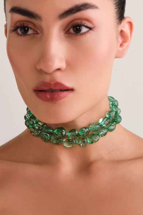 Emerald Green 2 Lines Choker
