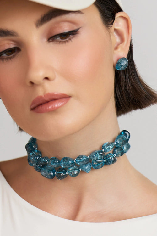 Blue Tumbles Choker-2 Lines