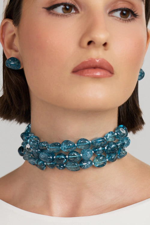 Blue Tumbles Choker-3 Lines