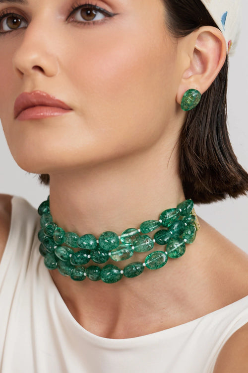 Green Tumble Choker-3 lines