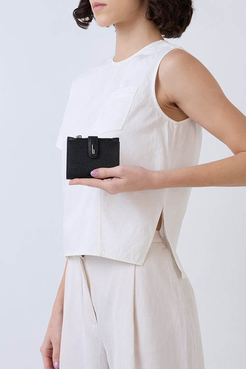 Andrea Pebble Black Mini Wallet