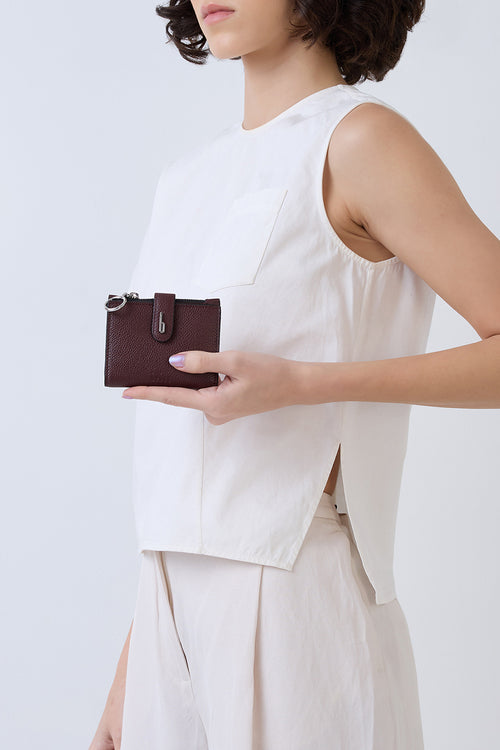 Andrea Pebble Bordeaux Mini Wallet