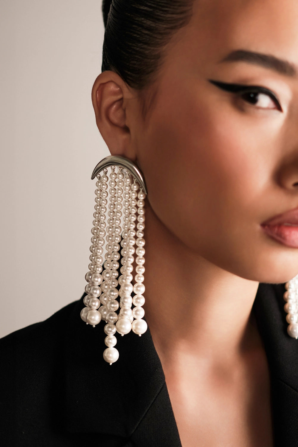 Waterfall White Pearl Earrings