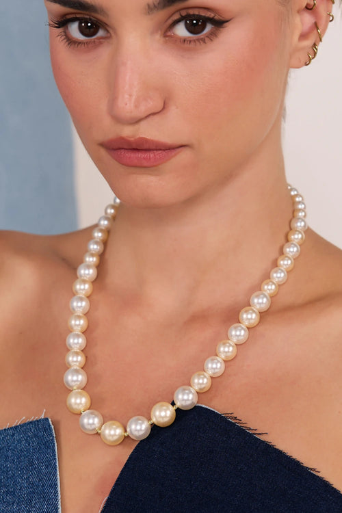 Peach And White Graded Pearl Single With Bandel