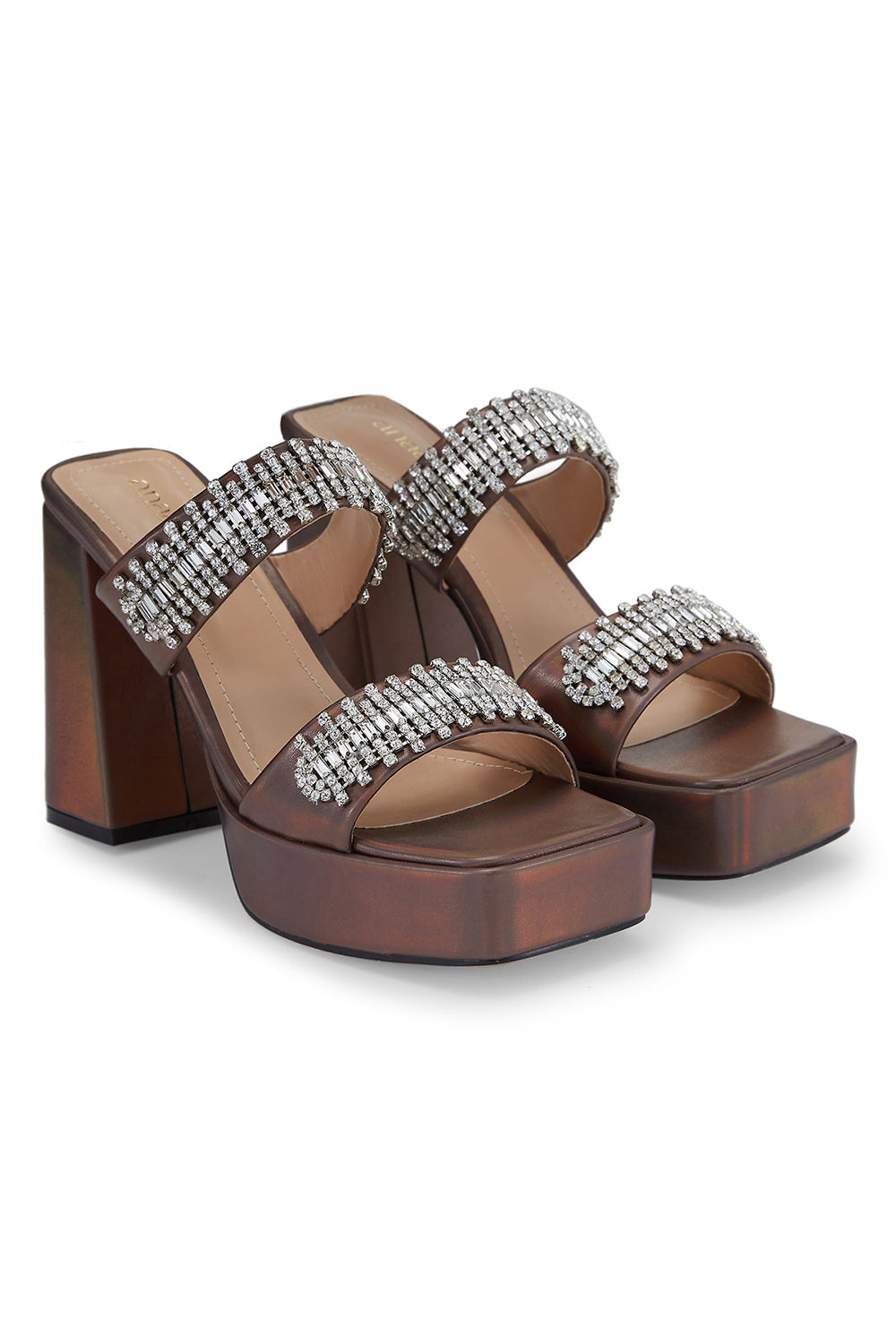 Pewter Bijou Wedding Platform Sandals